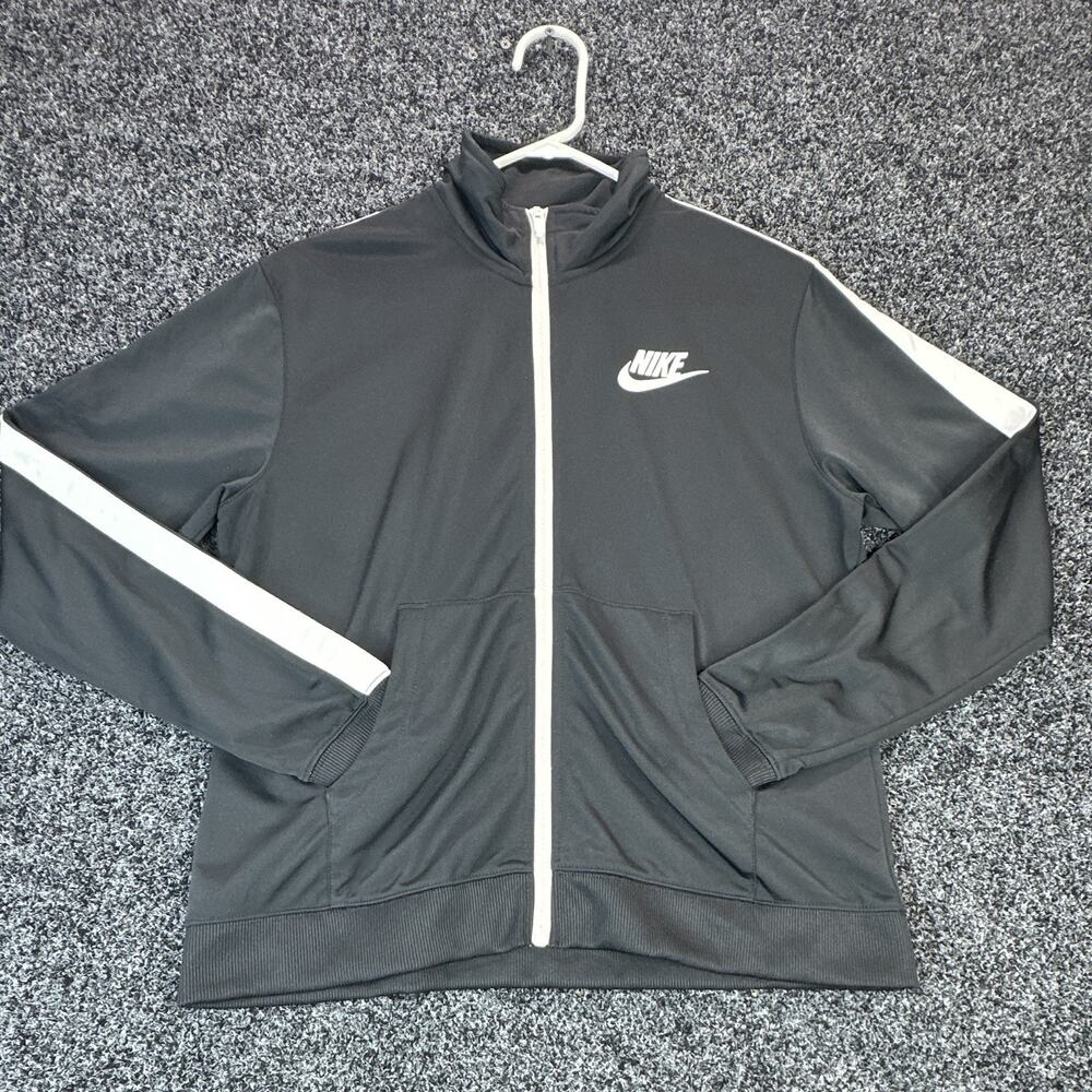 Nike Sportswear Women’s M Track Jacket Black White Full Zip Swoosh 850450-010